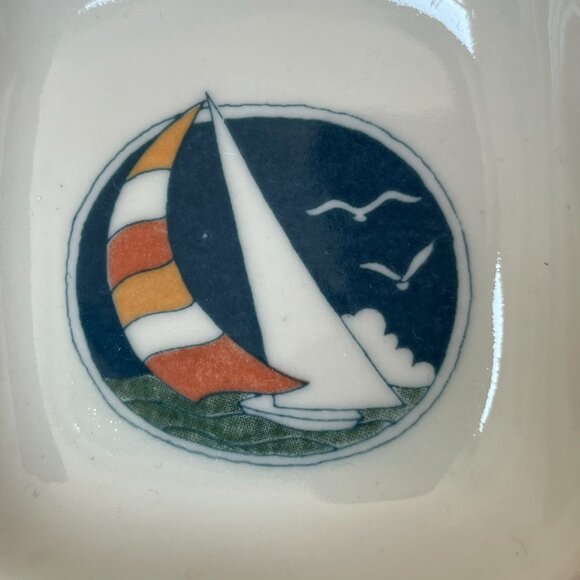 Otagiri Vintage Sailboat Spoon Rest Blue Handle Japan Ceramic Ocean Beach 9" - Picture 8 of 8